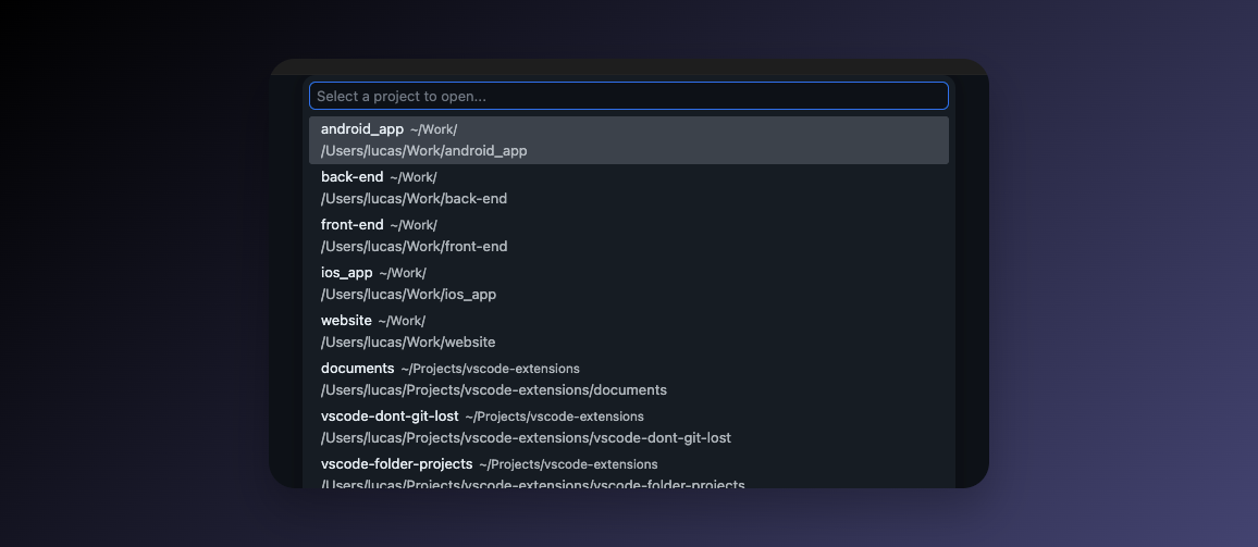 Fuzzy-searchable project list